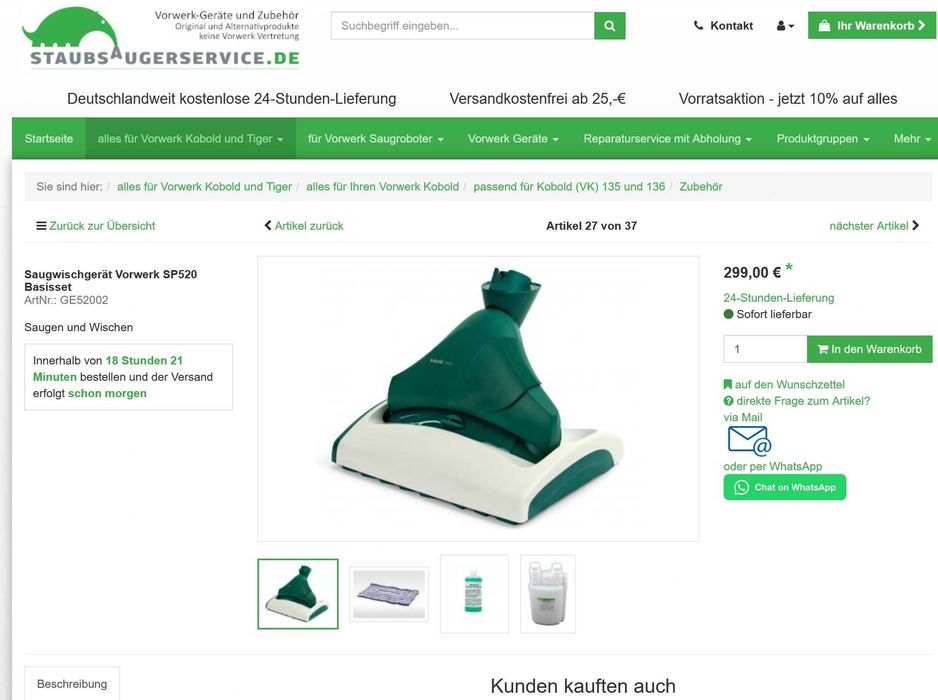 Lot accessorii capete perii furtune pentru Aspiratoate gama Vorwerk Folletto Kobold Tiger