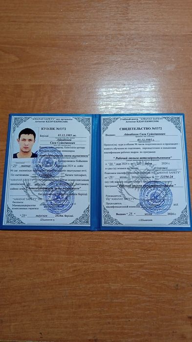 Свидетельство/корочка/сертификат