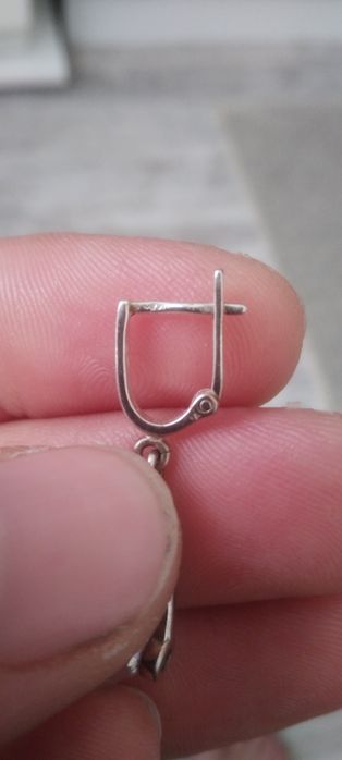 Сребърни обеци с въртящ се камък