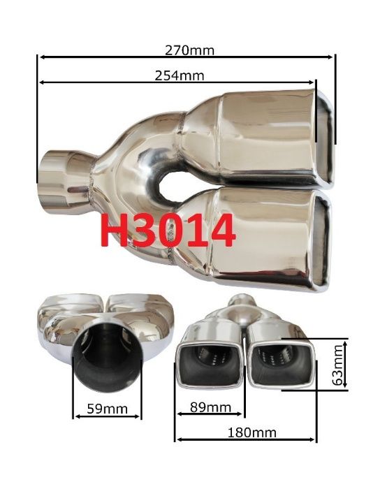 Неръждаеми накрайници за ауспух универсални двойни