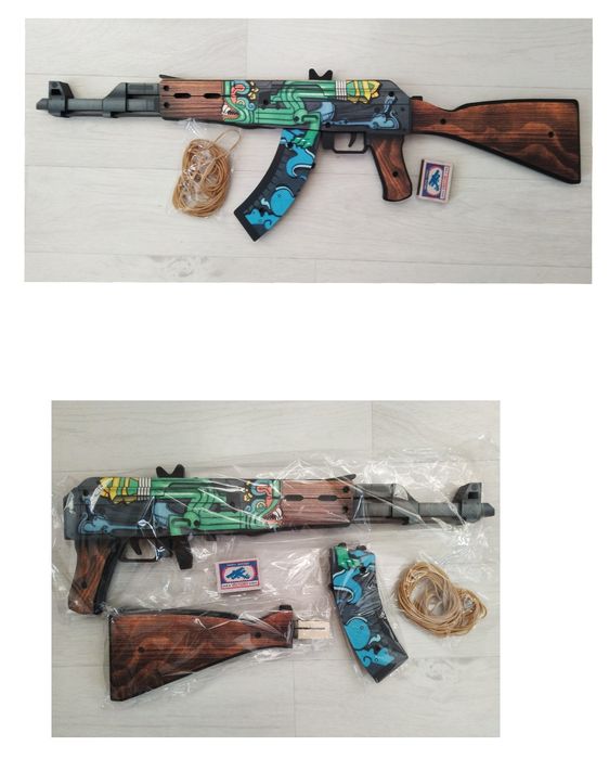 Игрушка автомат-резинкострел из дерева