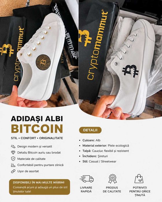 Adidași Albi Bitcoin