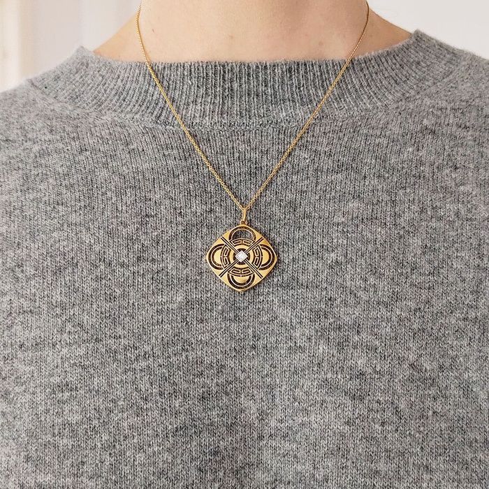 pandantiv Art Deco, aur 14k, diamant, certificat