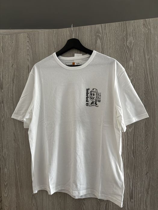 Timberland shoebox tricou alba cu imprimeu marimea M nou