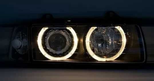 Кристални тунинг фарове Angel Eyes за BMW E36 Coupe (91–00) Черен