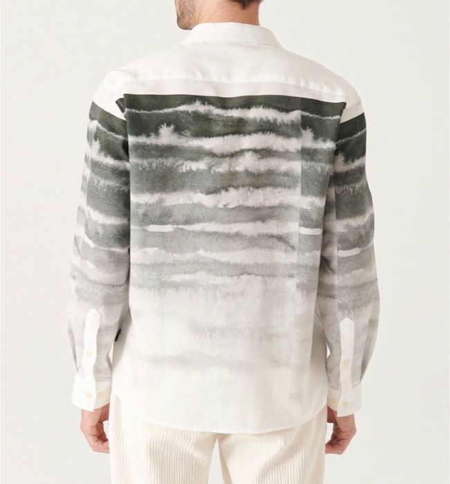 AVVA Мужская рубашка цвета темно-зеленая с блочным узором Trill