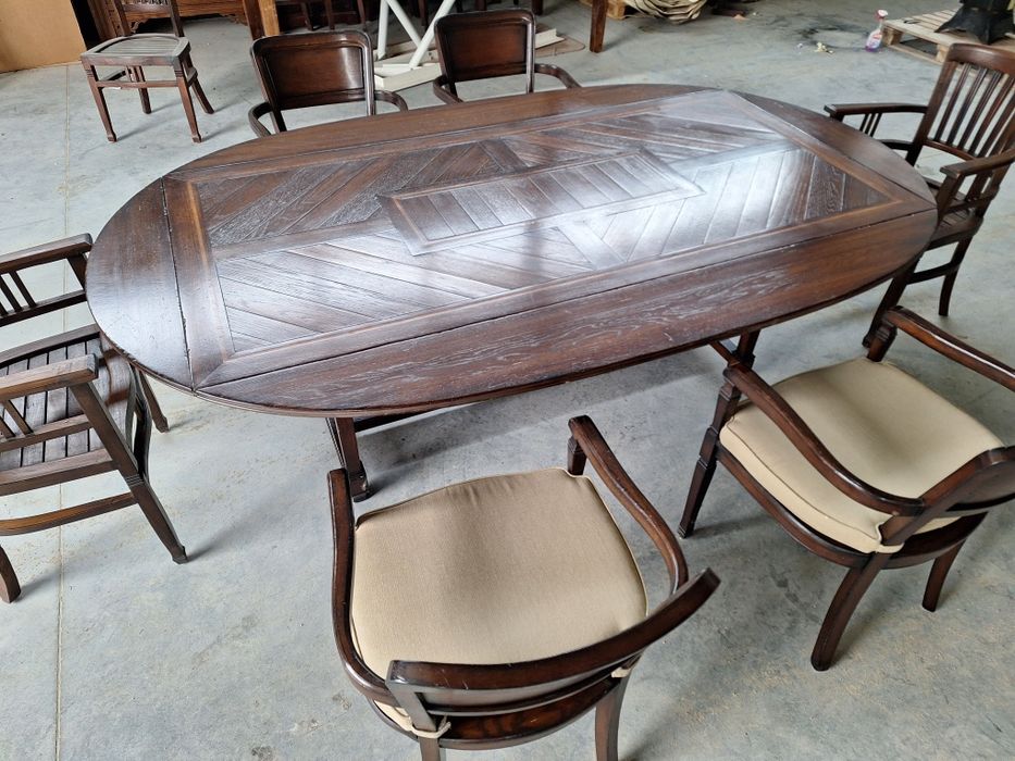 Голяма трапезна Дъбова маса със 6 стола