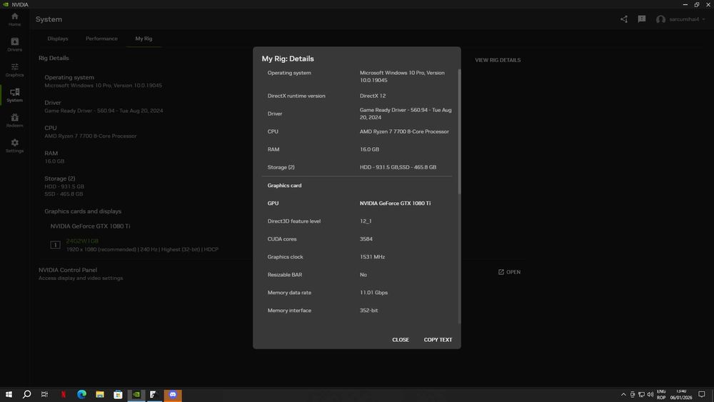 PC Gaming Ryzen 7 7700, Gtx 1080ti cu 16gb ram DDR5