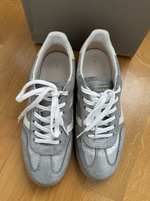 Кожени маратонки Gant Cuzima сребристи