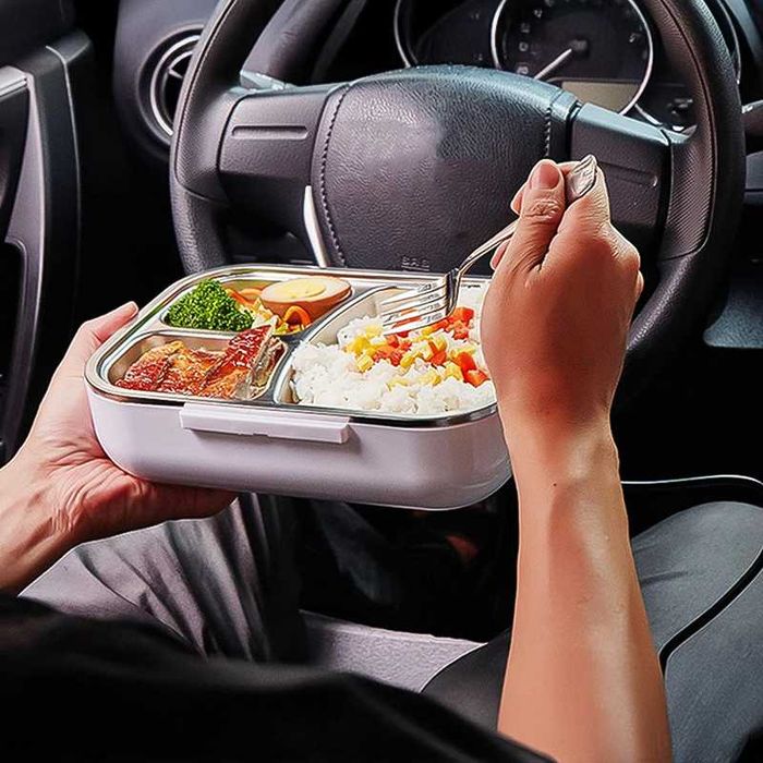 Електрическа термо кутия за храна, идеална за изпът, включени прибори