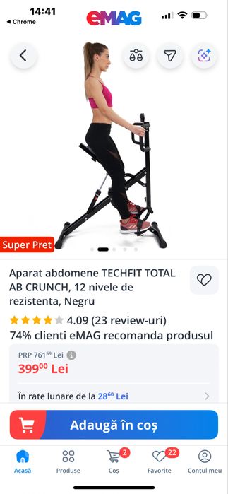 Aparat de fitnes total crunch