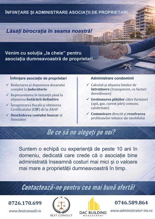 Infiintari Asociatii de Proprietari / Deschidere cont bancar Asociatii