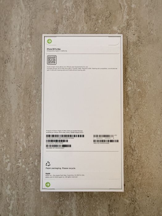 iPhone 18 Pro Max 256 GB Silver – Sigilat, Liber de rețea, Garanție Apple