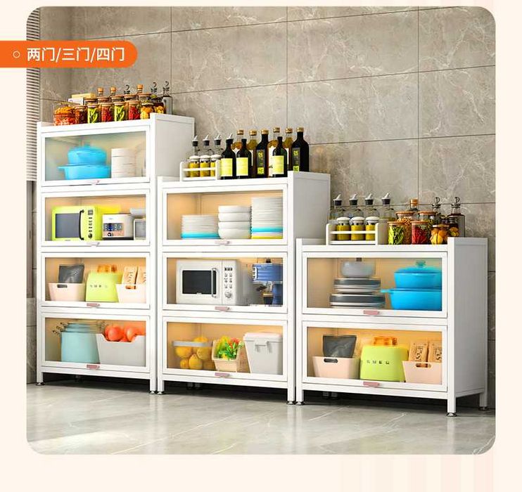 Кухонный буфет с полками для посуды и подъемной дверцей