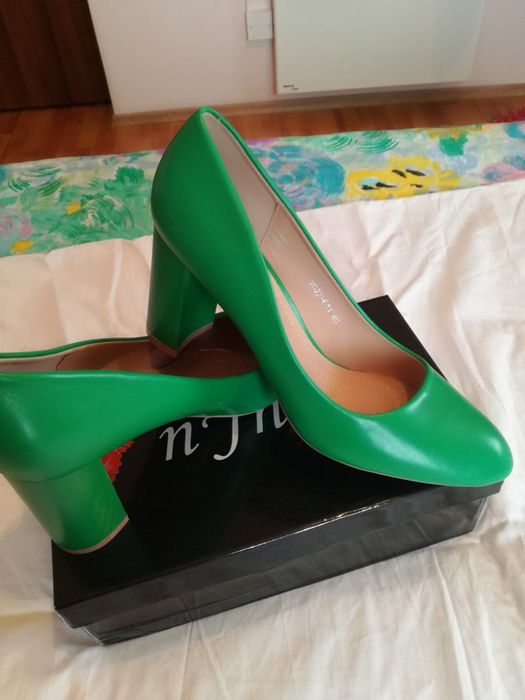 Pantofi noi verzi din imitație piele