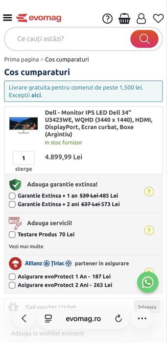 Monitor DELL 34 inch curbat
