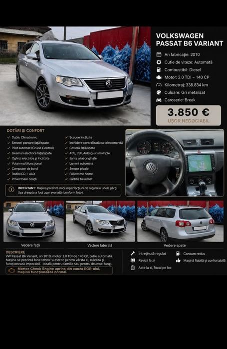 Volkswagen Passat 2010 automat de vânzare