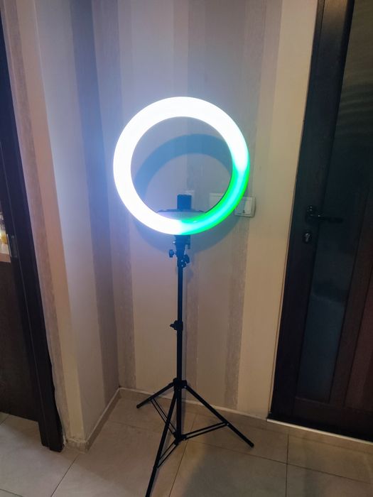 Селфи ледд ринг лампа с трипод , 210см, RGB, Диаметър 45см./18 инча,