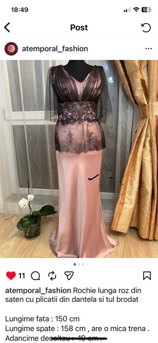 Rochie lunga saten di dantela ocazie