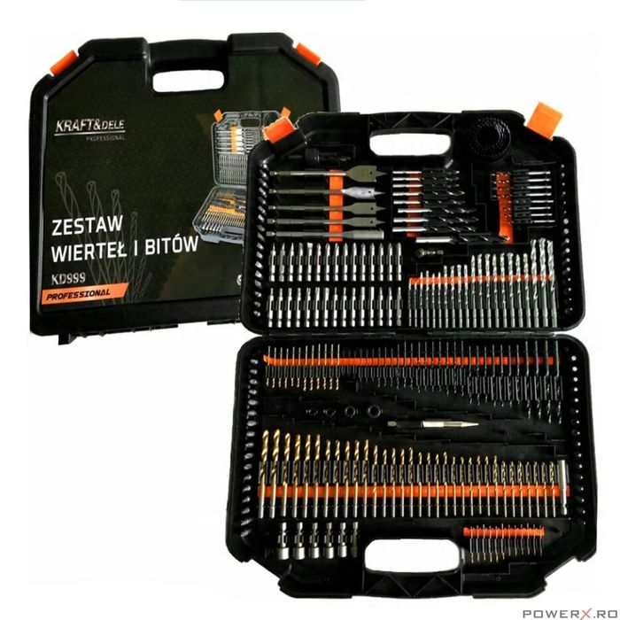 Trusa set 246 burghie si biti pentru lemn, metal, beton, Kraft