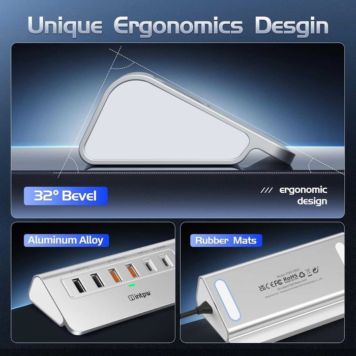 intpw P9R PRO USB C хъб,10-в-1  4K/60Hz HDMI,10Gbps Type C и USB A 3.2