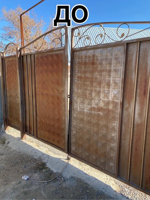 Покраска ворота и еврозабора