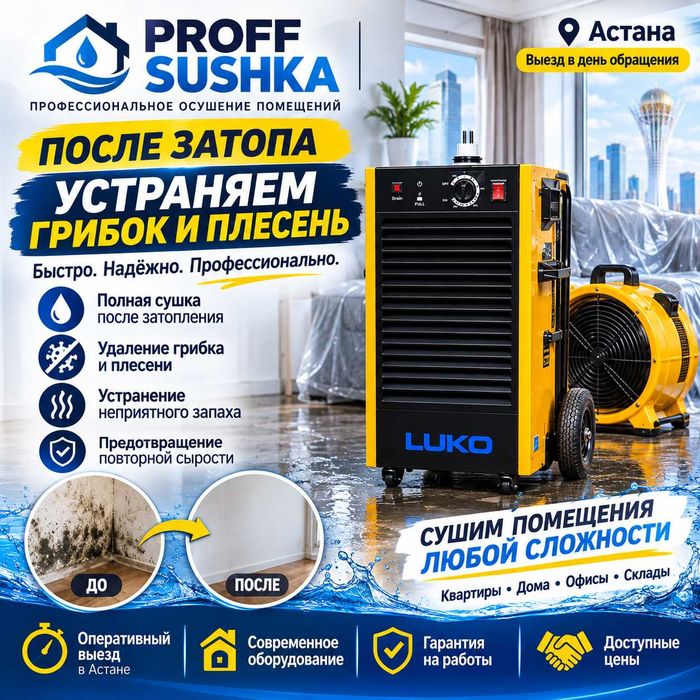 Профессиональная сушка после затопления Астана