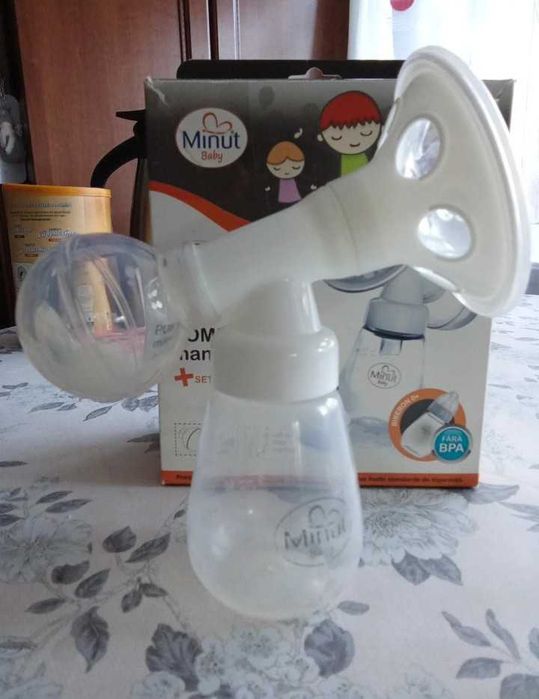 Pompă de sân manuală Minut Baby + Set Biberon 125ml