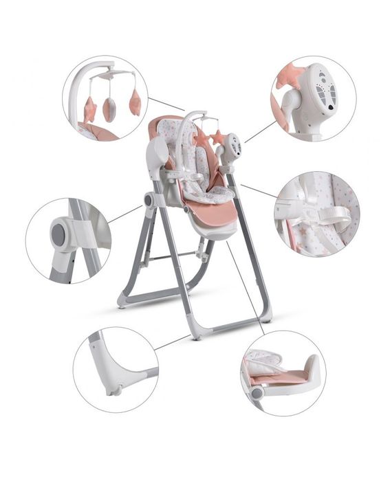 Стол за хранене-люлка Cangaroo - Pudding 2 в 1, розов