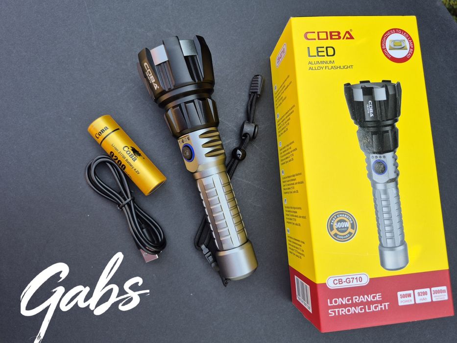 Супер мощен алуминиев  LED фенер COBA CB-G710,осветяване до 3000м