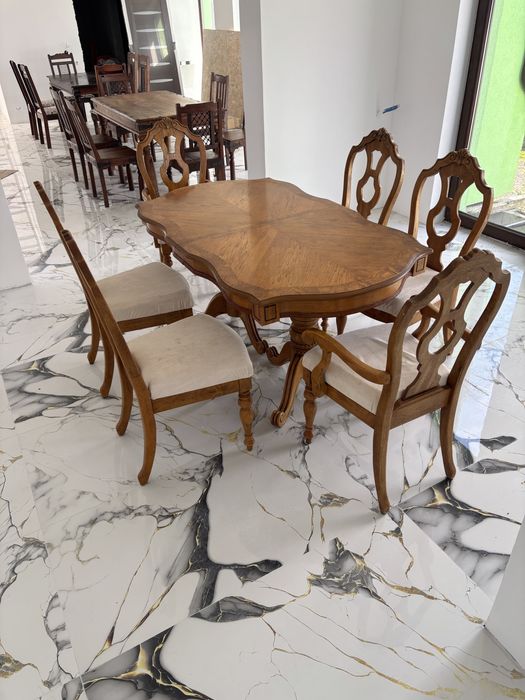 Masa cu scaune lemn 6 persoane