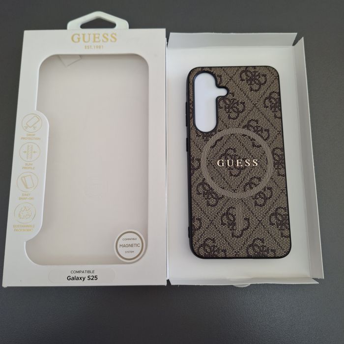 Силикон Guess за Samsung Galaxy S25 гръб с кожен дизайн