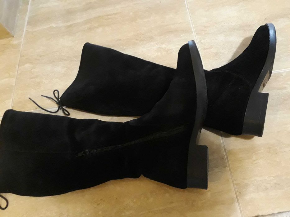 Cizme piele naturala 36-36,5 cu siret la spate