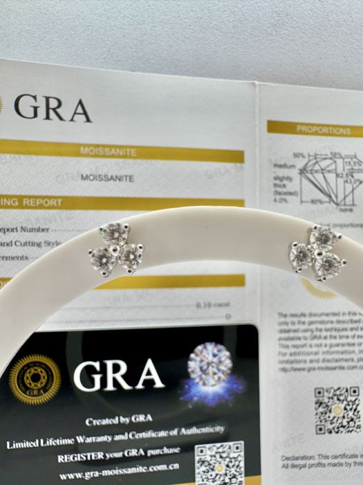 Сребърни обеци с мойсанит (Диамант) 0.6 карата