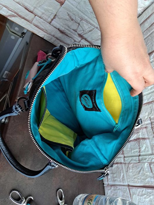 дамска чанта,Gabs-Нова! черна/розова чанта-естествена кожа