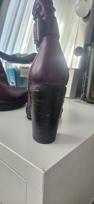 Botine burgundy piele