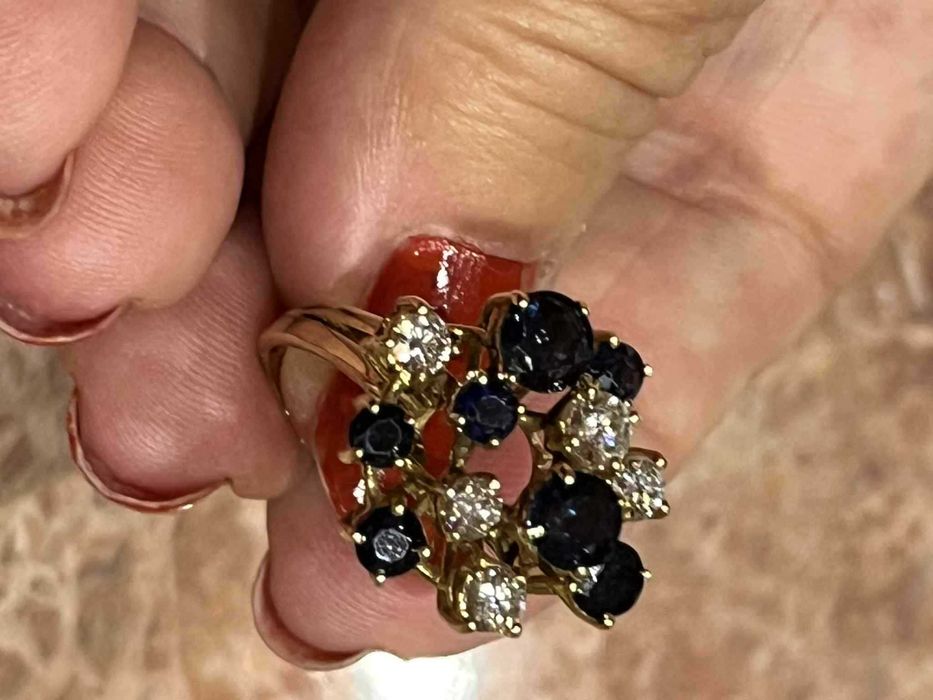 Inel din aur de 18k cu diamante si safire naturale, 5.57g, certificat