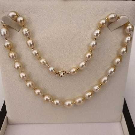 top lustru colier perle naturale aurii South Sea si aur 14k