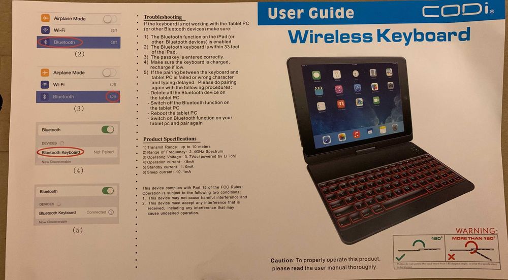 6 в 1 - 360 гр. въртящ се,Bluetooth кейс,Codi за iPad,9,7'',четете..