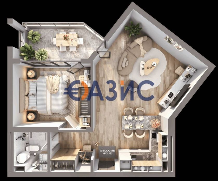 Апартамент с 1 спалня в новия комплекс „Съни Парадайз“, Слънчев бряг,