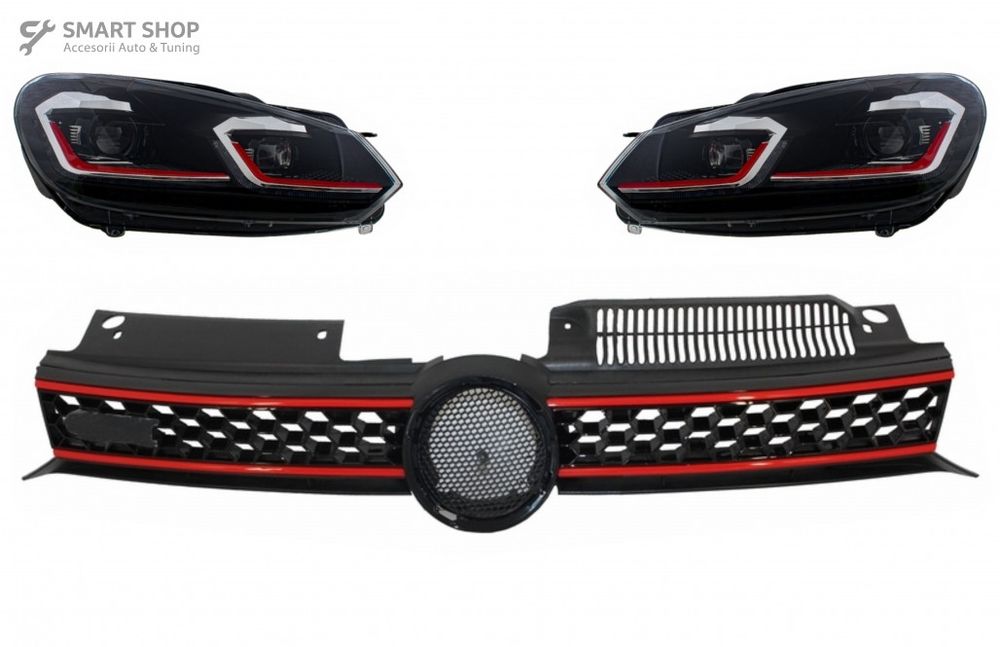 Grila Centrala si Faruri LED Semnalizare Secventiala LHD VW Golf 6 VI