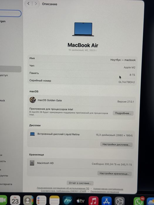 Macbook air m2 15,3