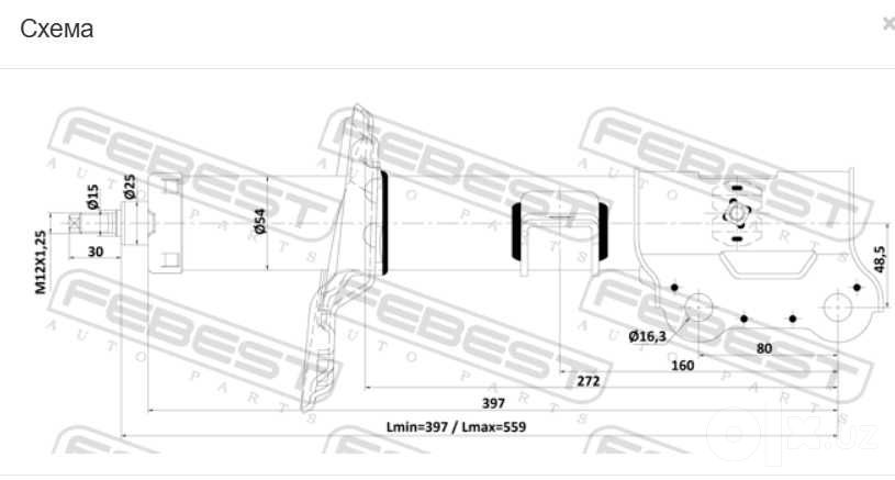 HYUNDAI TUCSAN,KIA S Правый передний амортизатор gas twin tube FEBEST