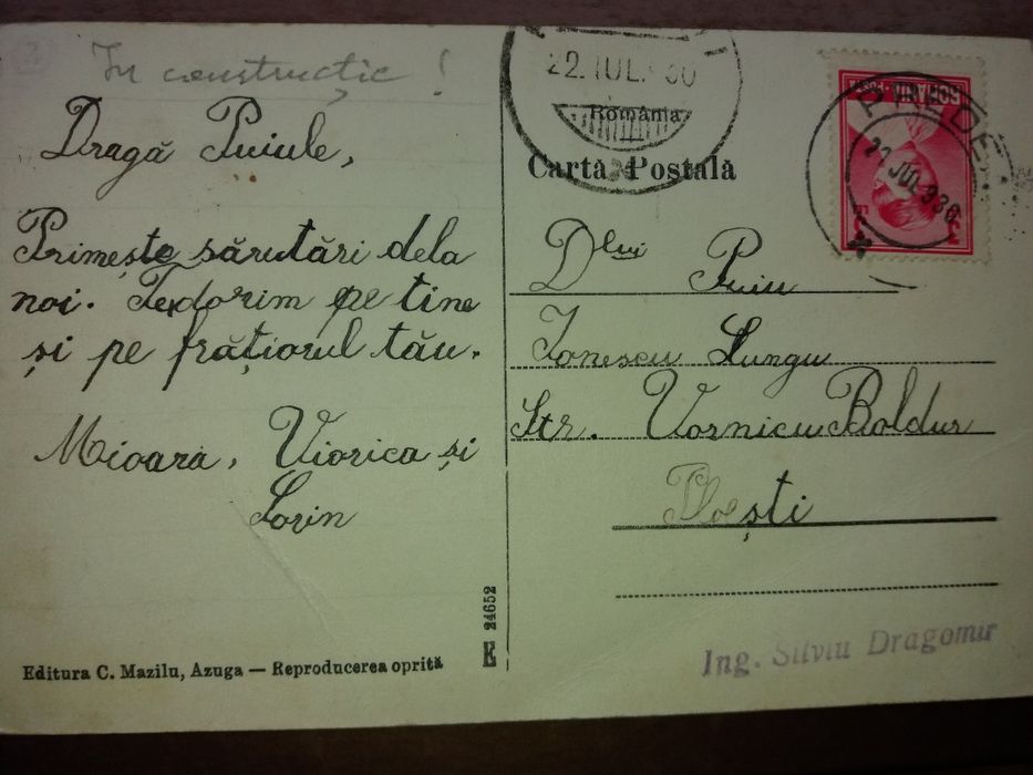 Carte postala "crucea de pe caraiman" finalul constructiei