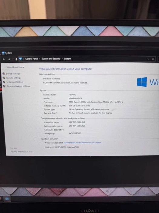 Huawei MateBook D 14 Laptop AMD Ryzen 5 8GB RAM Silver
