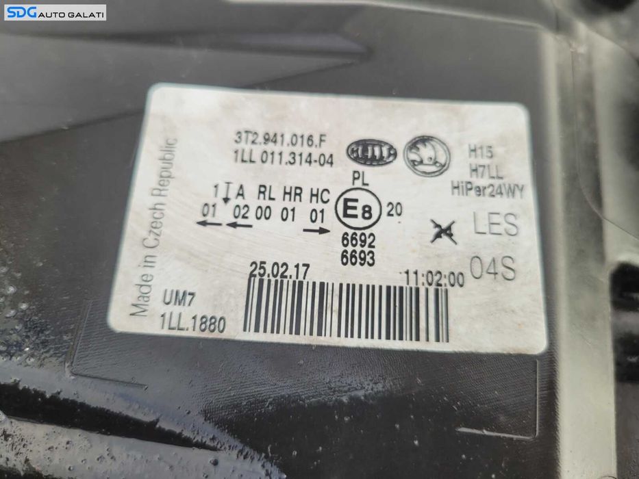 Far Dreapta Halogen Skoda Superb 2 2013 - 2015 Cod 3T2941016F [C4199]