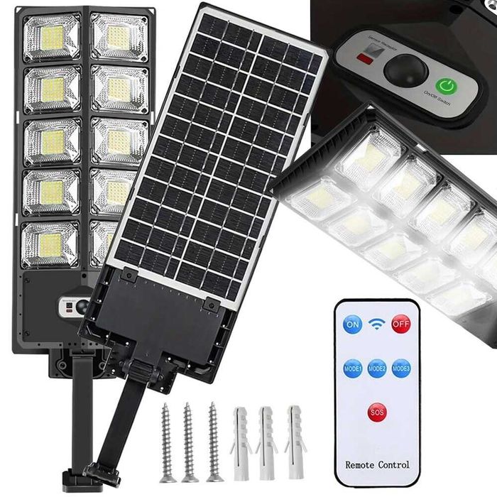 LED соларна улична лампа със сензор за движение и здрач, 1600 W