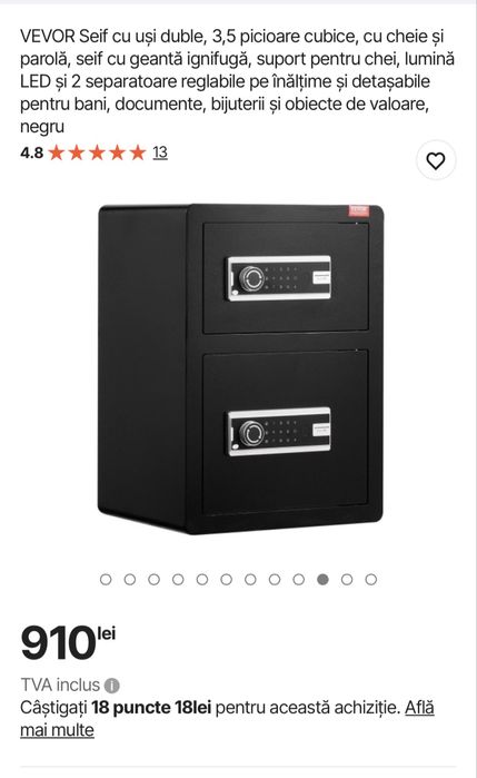 Seif vevor cu dou uşi