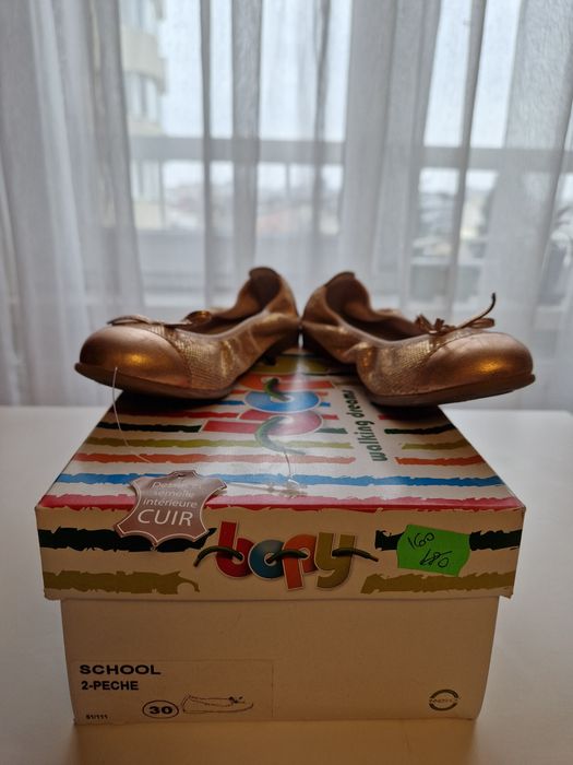 Pantofi eleganți, balerini cu elastic, fete, piele, 30. Bopy