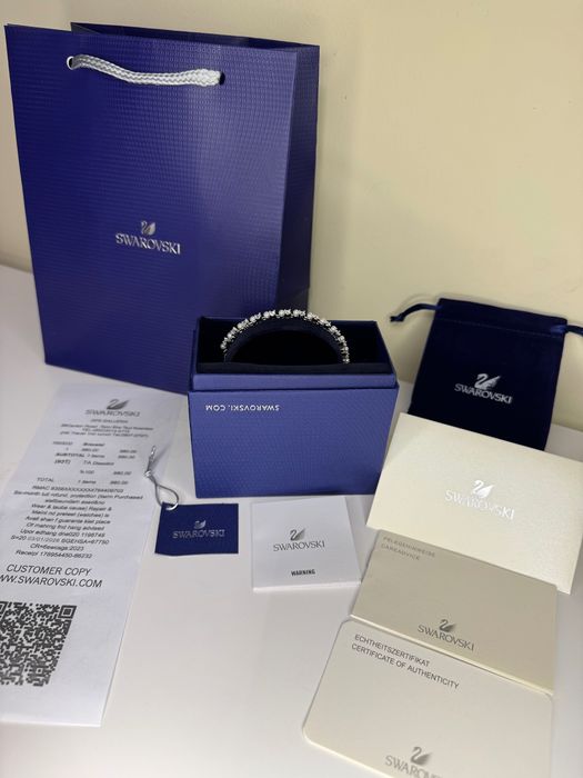 Сребриста Гривна Swarovski Matrix – Родиево покритие и Кристали